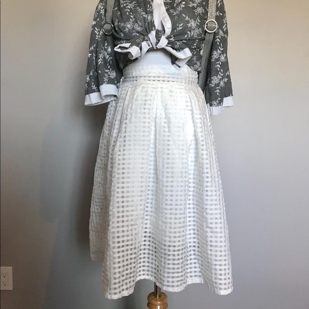 Vintage sheer waffle pattern high waist skirt